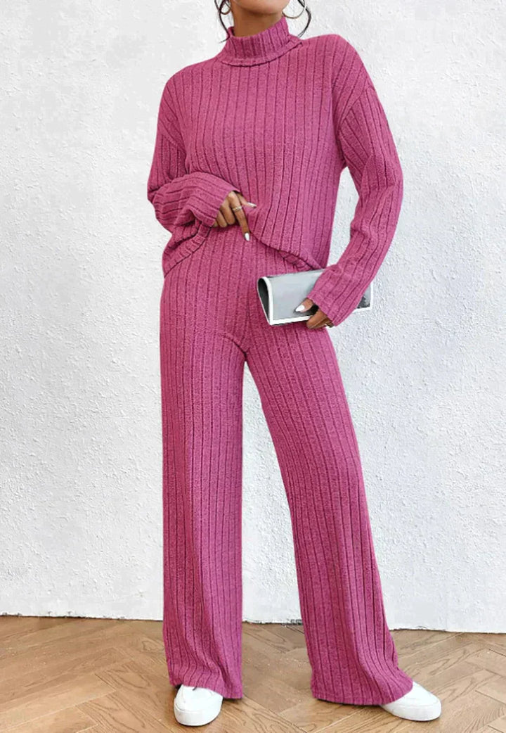 Eve - Pantalon en maille et pull à col roulé pour femme