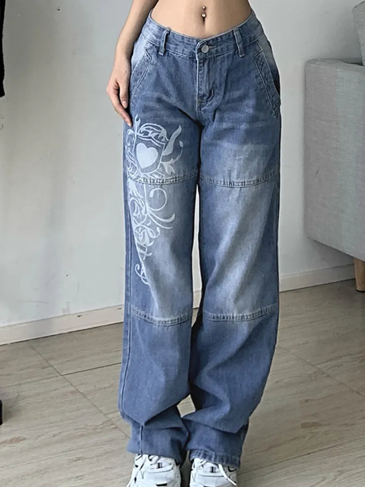 Jean Cargo imprimé Y2K pour femme Hoos