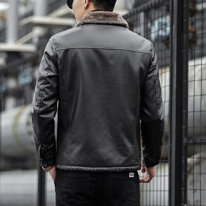 Veste en cuir avec col pour homme - Leon