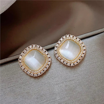 Boucles Doreilles Puces Opale Zircone Edition Limitee