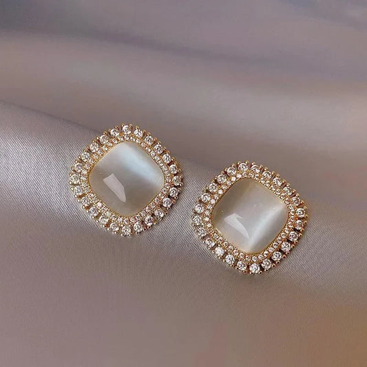 Boucles Doreilles Puces Opale Zircone Edition Limitee