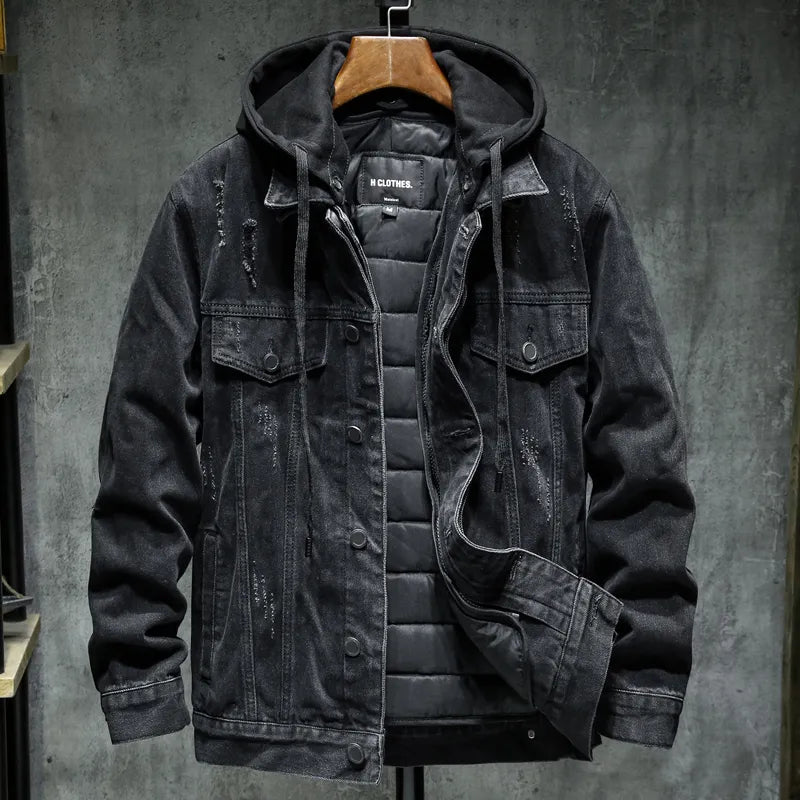 Veste à capuche en denim pour hommes - Shinji