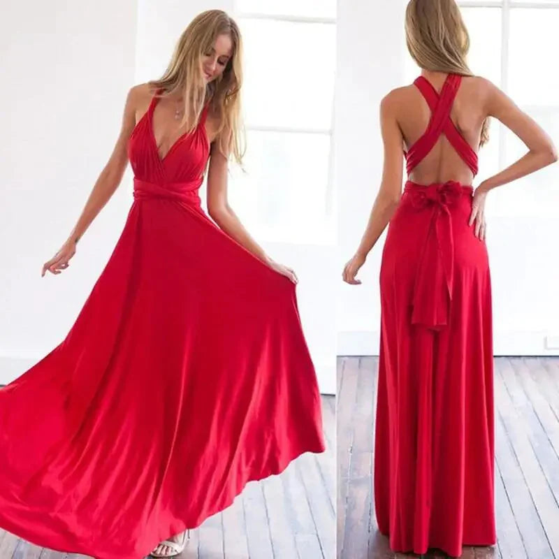 Laura - Robe longue style rouge Boho pour Femmes