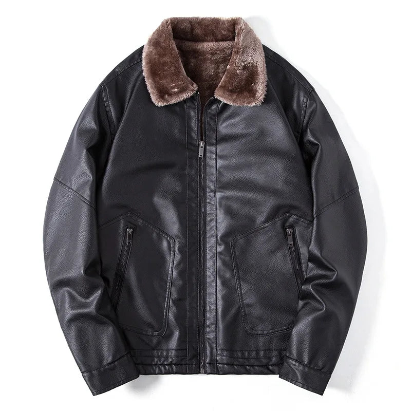 Veste en cuir avec col pour homme - Leon