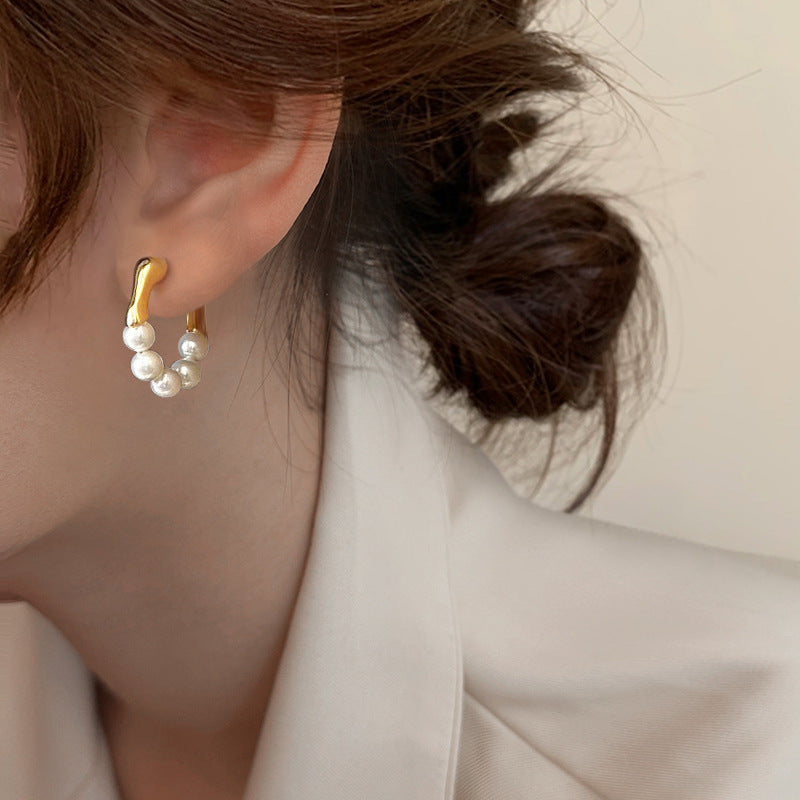 Boucles d'oreilles créoles avec perles - Amaya