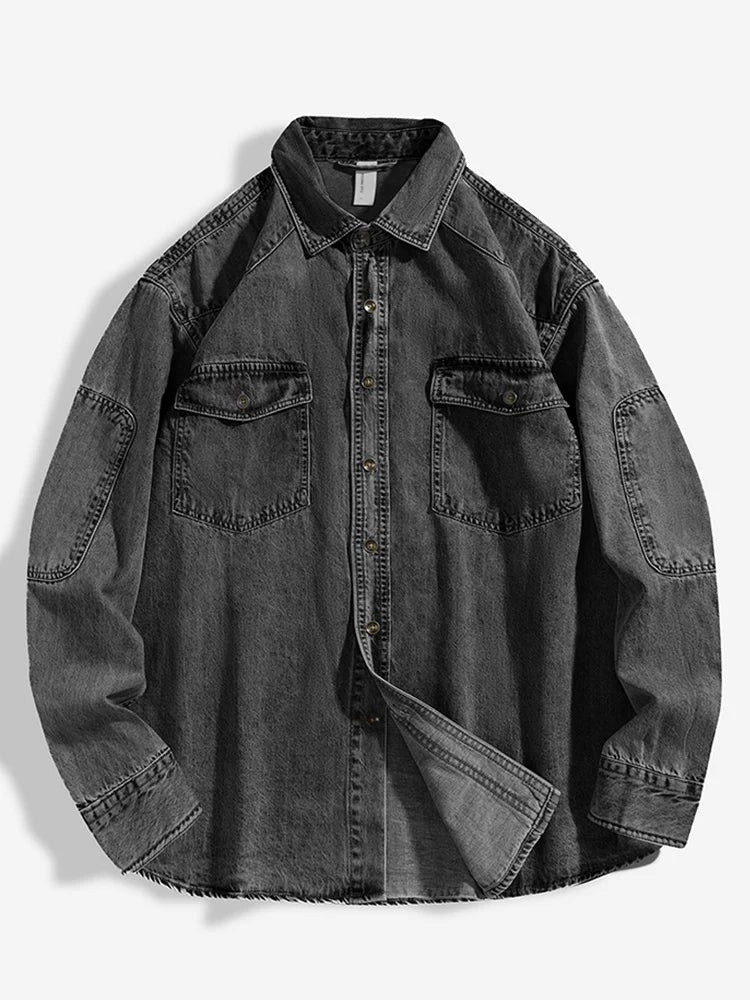 Chemise en jean à manches longues pour hommes, robuste