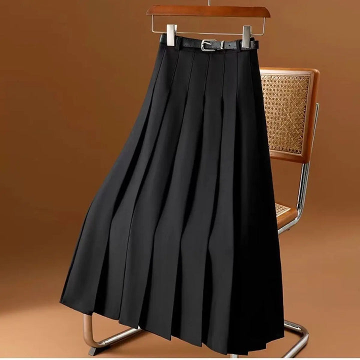 Jupe plissée midi avec ceinture pour femmes - élégante & polyvalente