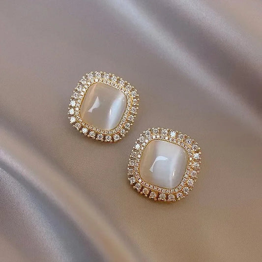 Boucles Doreilles Puces Opale Zircone Edition Limitee