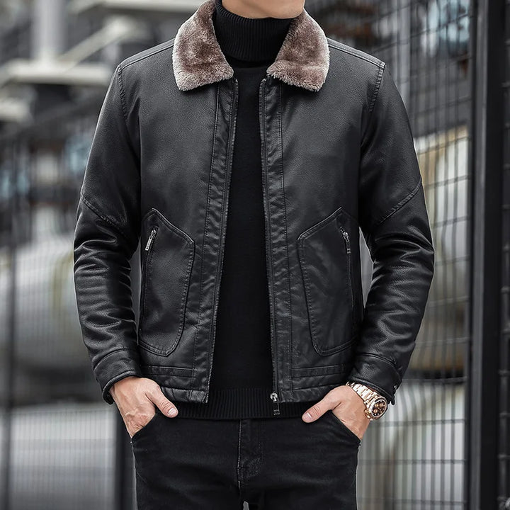 Veste en cuir avec col pour homme - Leon