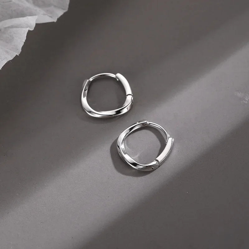 Boucles d'Oreilles Rondes En Argent Sterling Incrustation Italie Édition Limitée