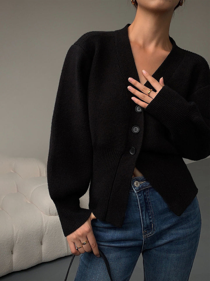 Loulou - Cardigan Pull à Col V pour Femme Nouveau Style