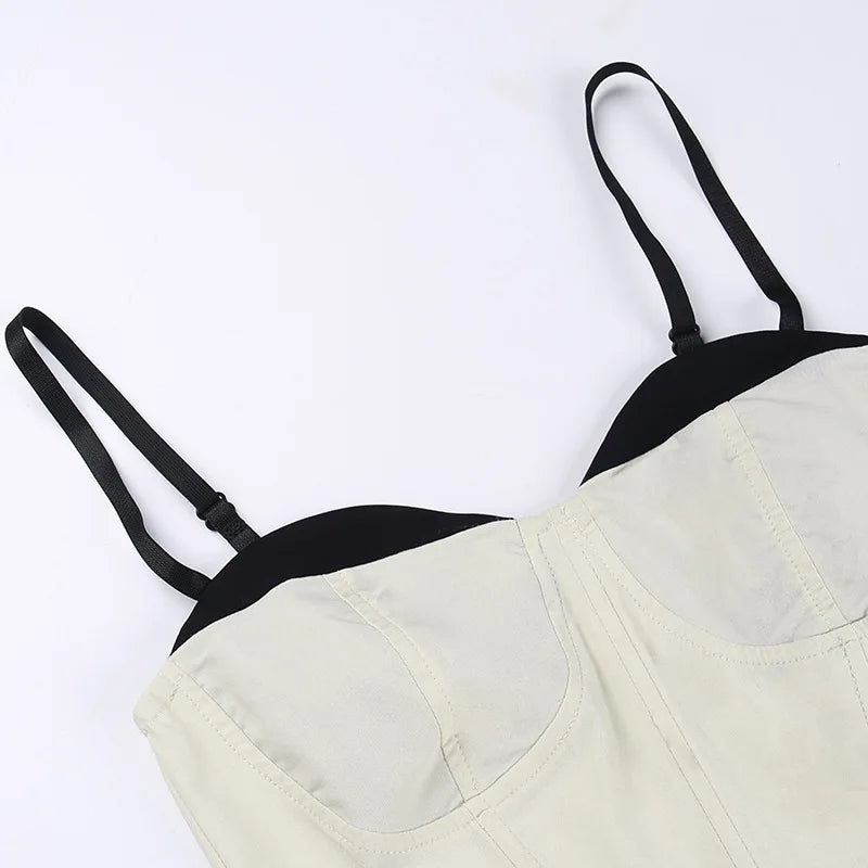 Sophia - Haut bustier moderne avec passepoil contrasté et bretelles spaghetti