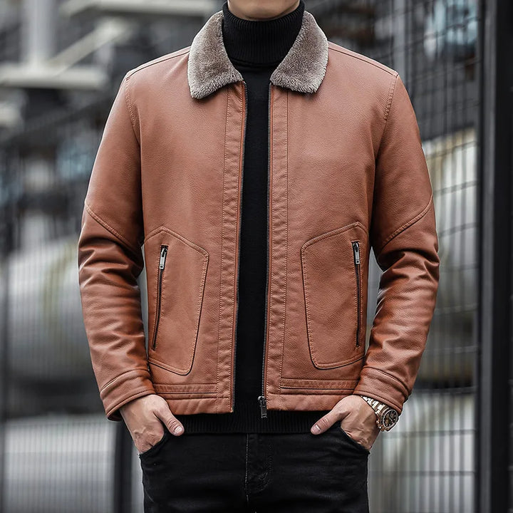 Veste en cuir avec col pour homme - Leon
