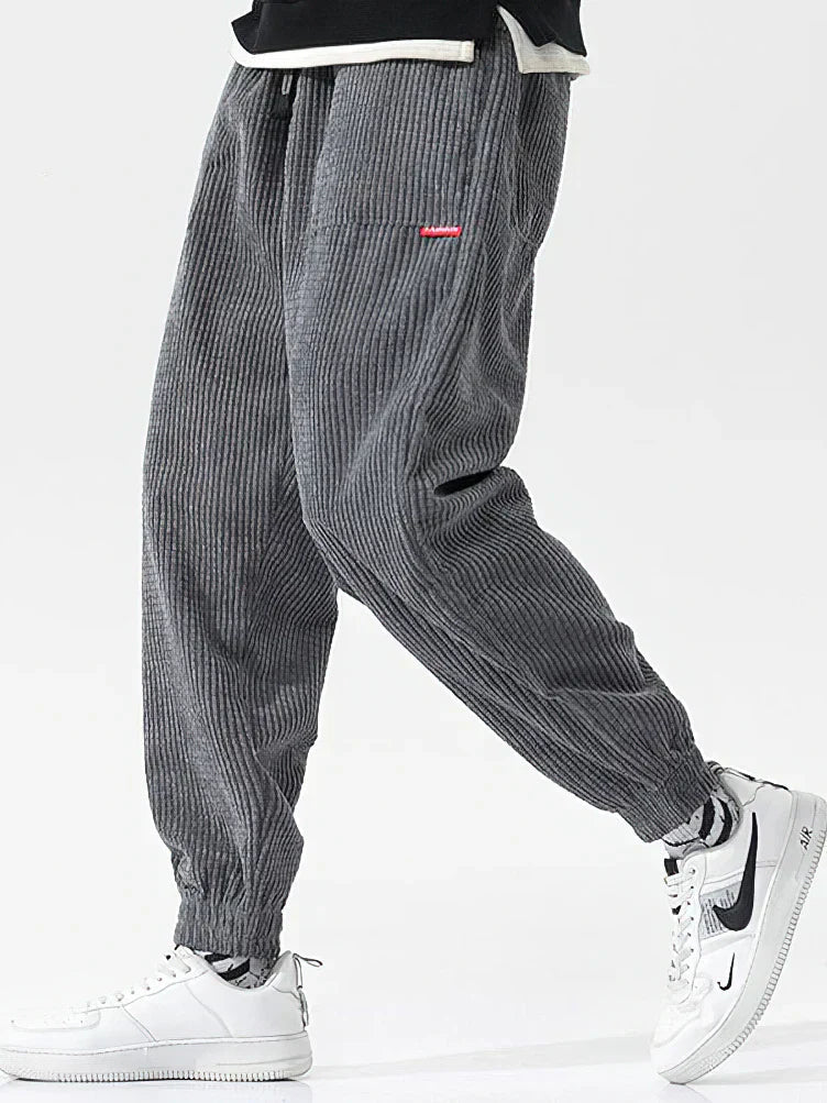 Pantalon de jogging confortable et large en velours côtelé pour hommes