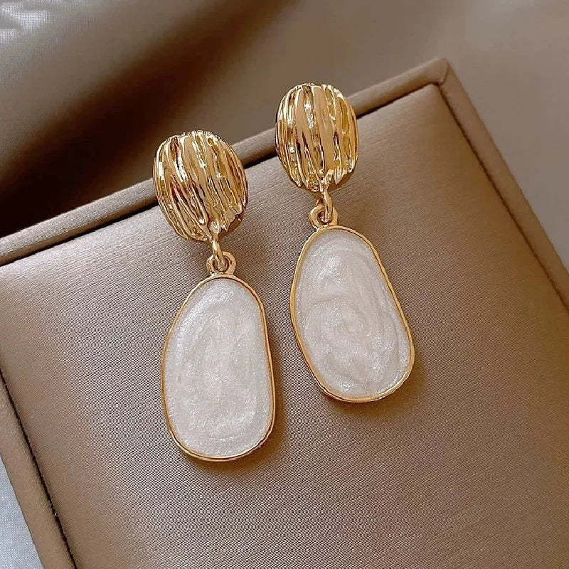 Boucles D Oreilles Emaille Vintage Collection Goutte Ovale Fait Main Royaume Uni Exclu