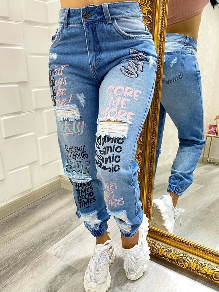 Jeans déchirés à poches inclinées pour femmes Should