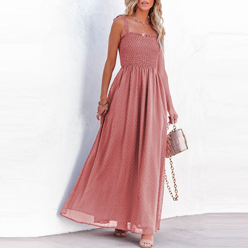 Larada - Robe maxi aérienne avec un délicat motif à pois