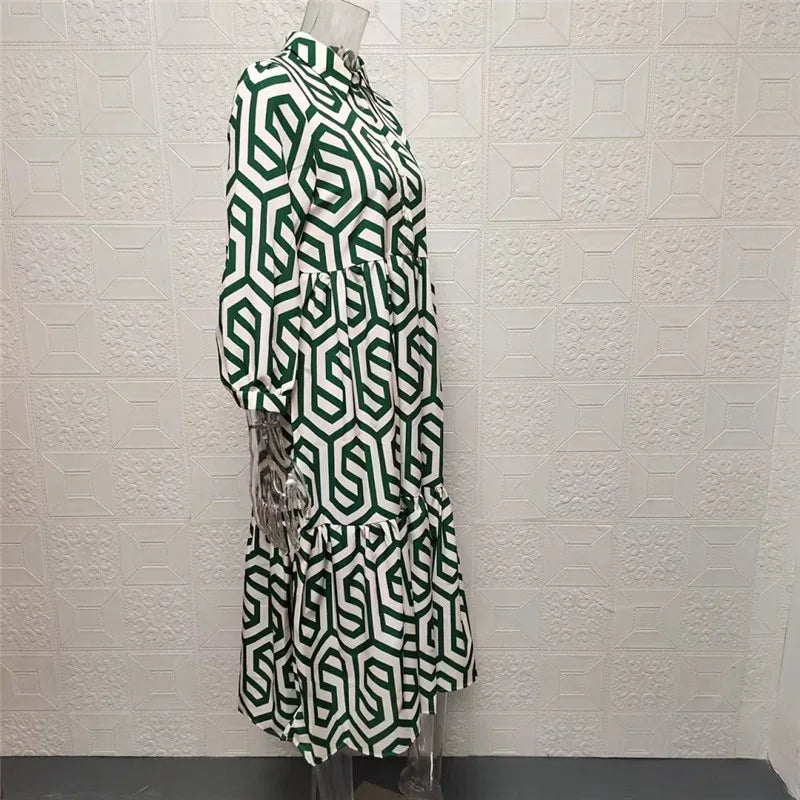 Adeline - Robe à manches longues avec motif géométrique