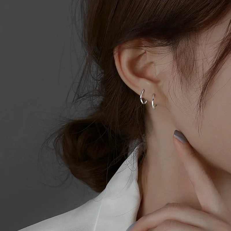 Boucles d'Oreilles Rondes En Argent Sterling Incrustation Italie Édition Limitée