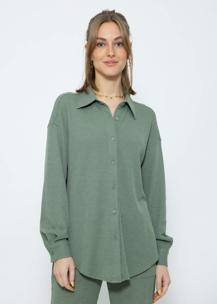 Reina - Blouse oversize en piqué gaufré