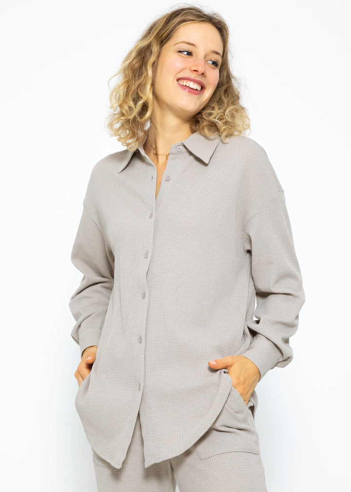 Reina - Blouse oversize en piqué gaufré