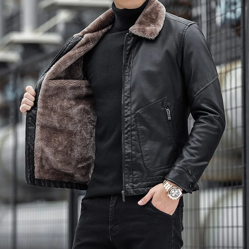 Veste en cuir avec col pour homme - Leon