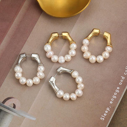 Boucles d'oreilles créoles avec perles - Amaya