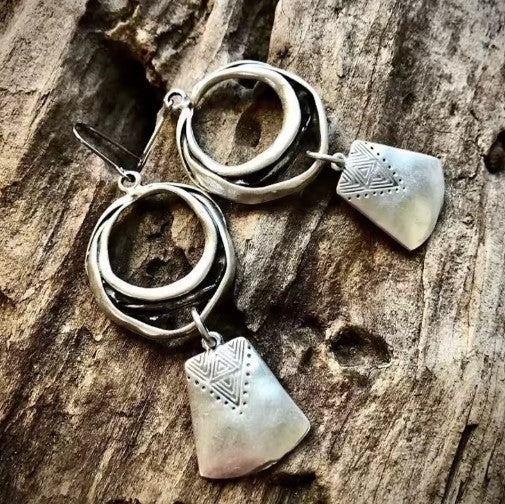 Boucles Doreilles Pendantes Carrées Argent Vintage Collection Exclusive