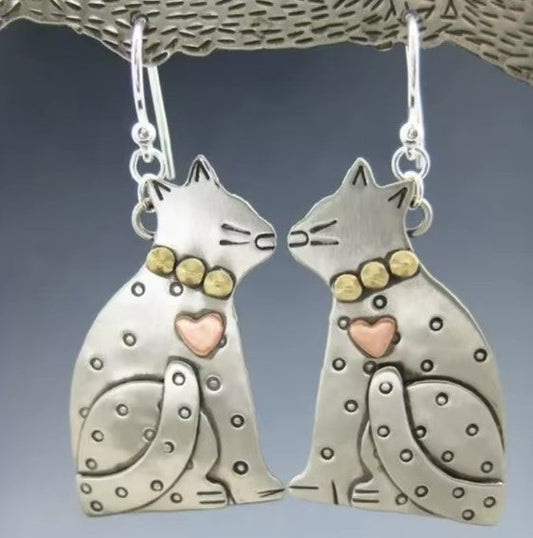 Boucles D Oreilles Chats Envoûtants Or Rose 18K Collection Édition Limitée