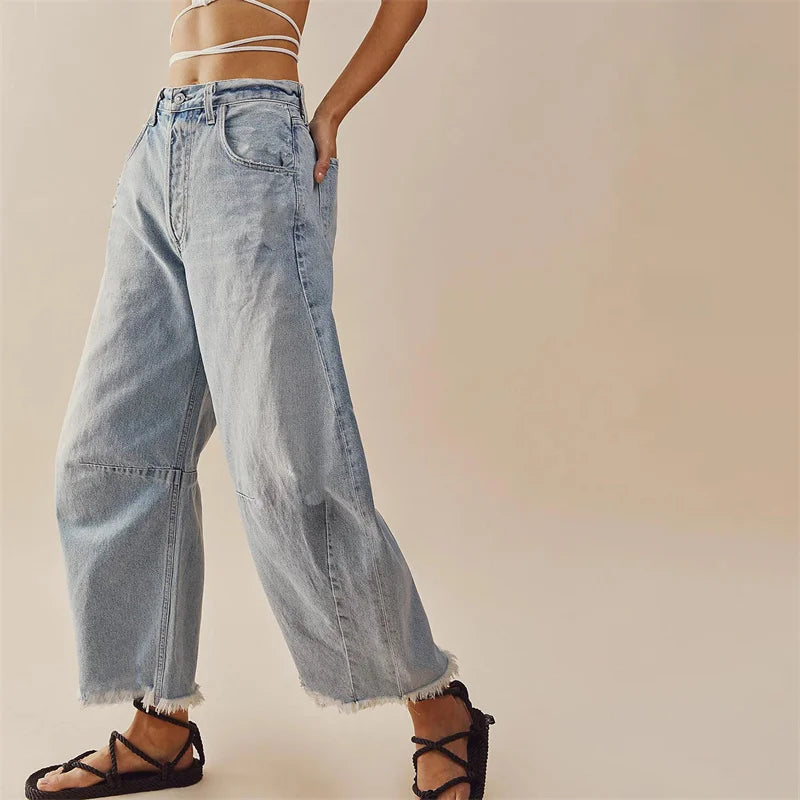 Lara - Jean évasé taille haute en denim