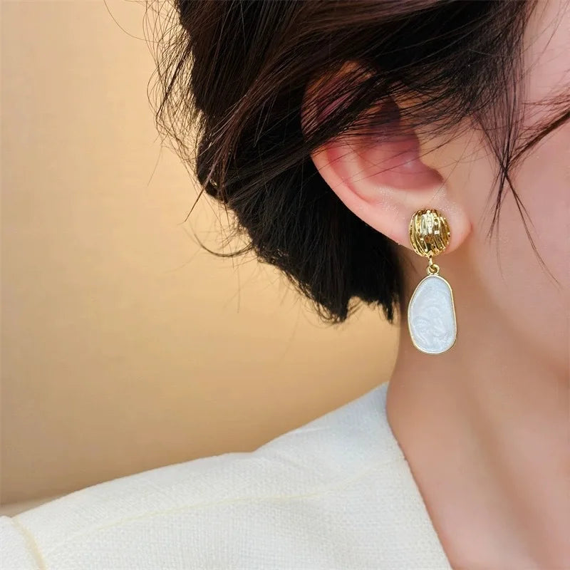 Boucles D Oreilles Emaille Vintage Collection Goutte Ovale Fait Main Royaume Uni Exclu