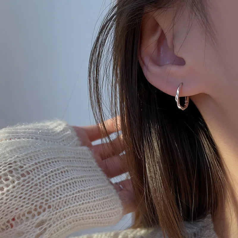 Boucles d'Oreilles Rondes En Argent Sterling Incrustation Italie Édition Limitée