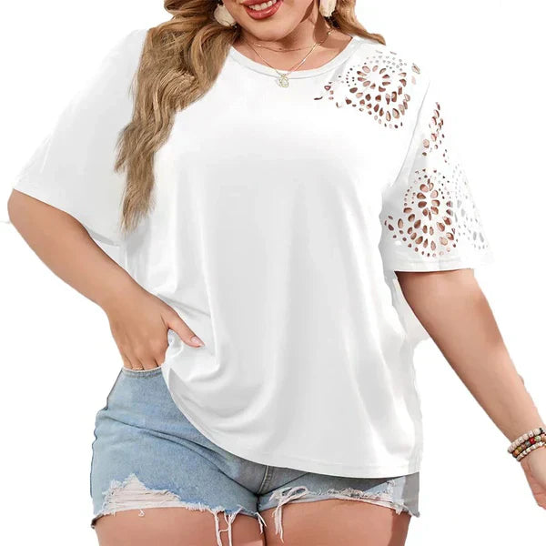 Deborah - T-shirt créatif à encolure en mousseline pour femme