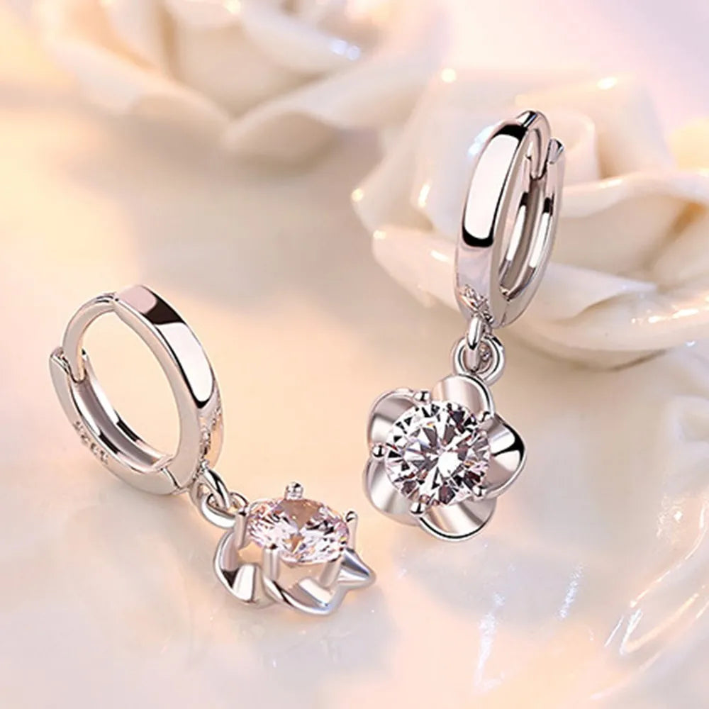Boucles D Oreilles Argent Sterling Zircons Cubiques Violet Et Blanc Édition Limitée