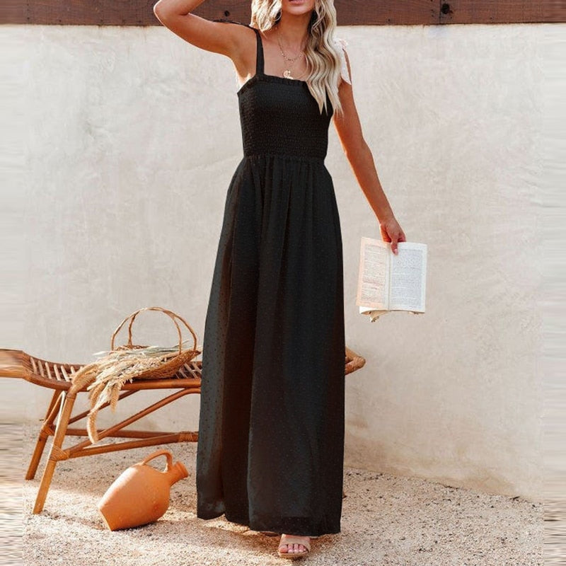 Larada - Robe maxi aérienne avec un délicat motif à pois