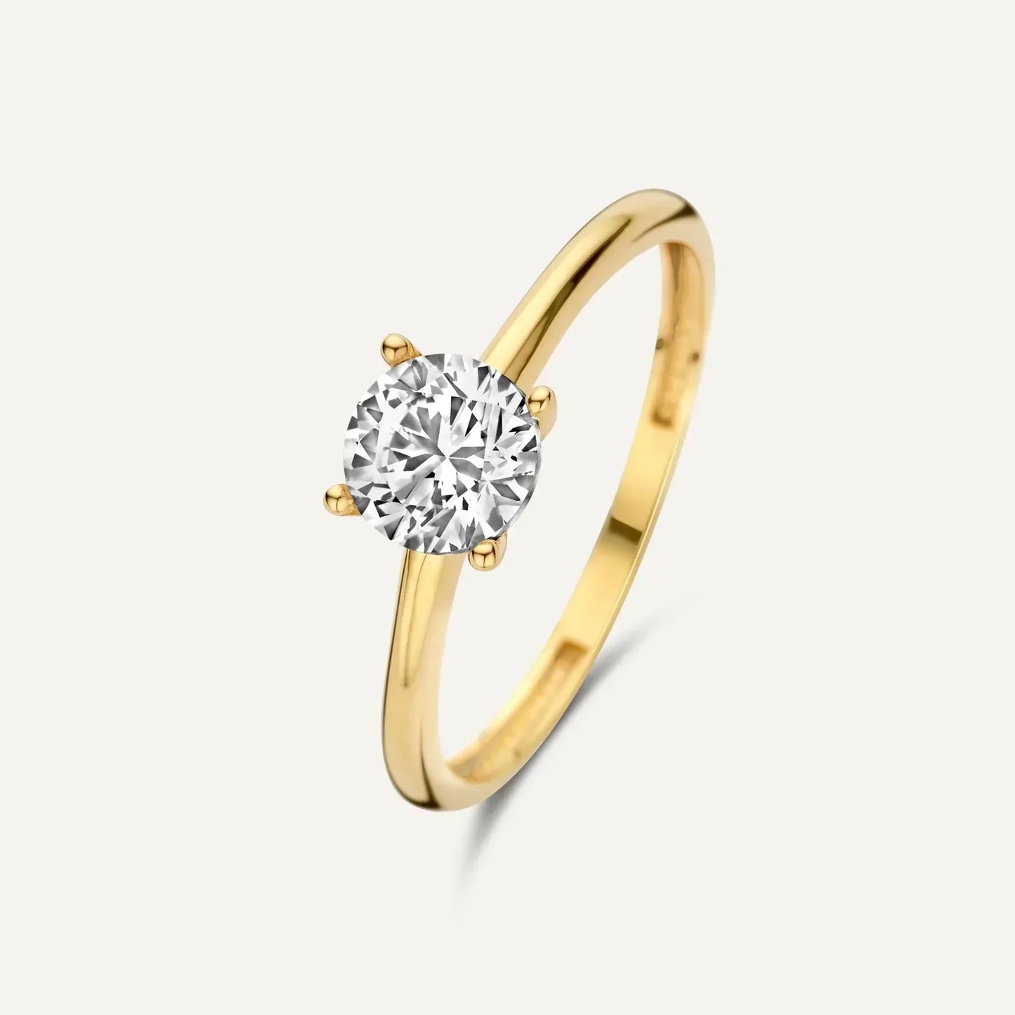 Bague solitaire en or avec zircon taillé en brillant - Fiorenza