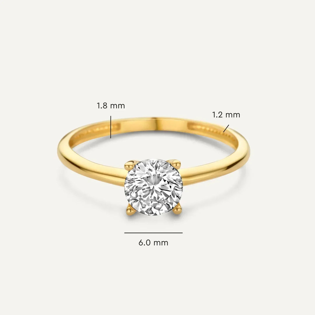 Bague solitaire en or avec zircon taillé en brillant - Fiorenza