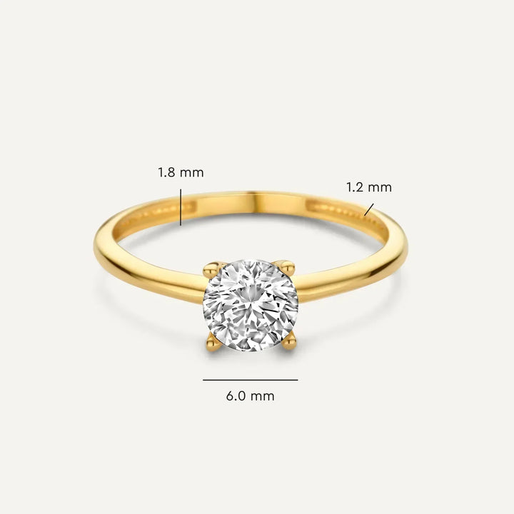 Bague solitaire en or avec zircon taillé en brillant - Fiorenza
