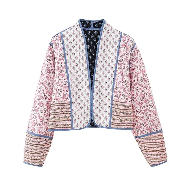 Elowen - Veste à fleurs patchwork vintage pour femmes