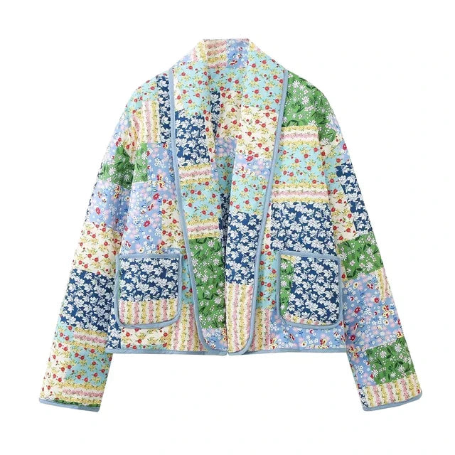 Elowen - Veste à fleurs patchwork vintage pour femmes