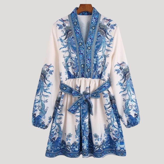 Camilla - Mini robe à ceinture en tissu cachemire