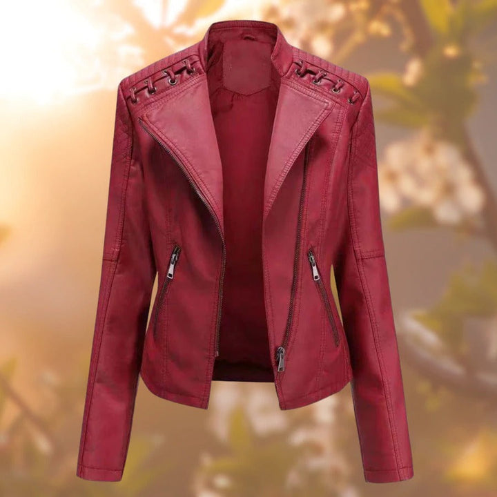 Mandy Noir Veste en cuir style biker