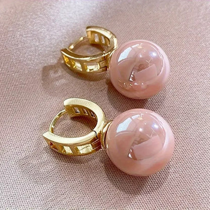 Boucles d'oreilles plaquées or avec perle rose - Alina