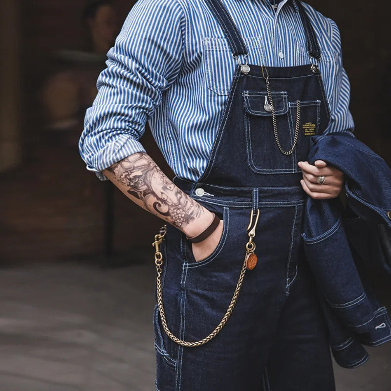 Salopette en jean indigo d'inspiration vintage pour homme