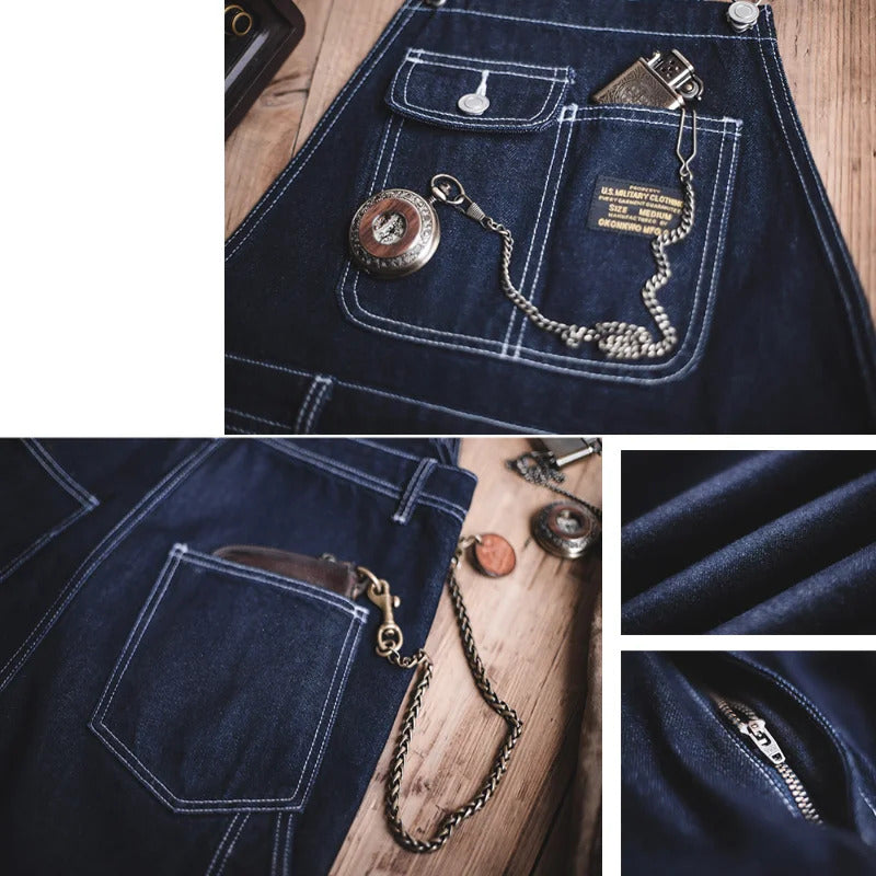 Salopette en jean indigo d'inspiration vintage pour homme