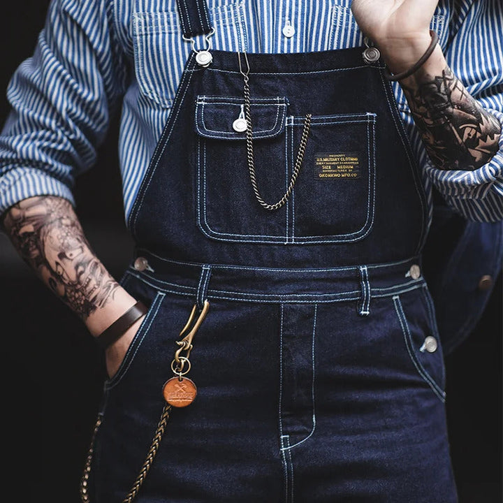 Salopette en jean indigo d'inspiration vintage pour homme