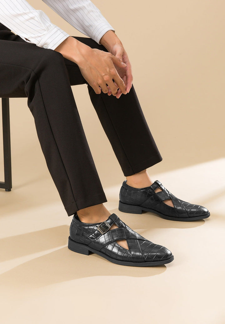 Chaussures formelles pour hommes en cuir marron ajouré élégant - Ferrano
