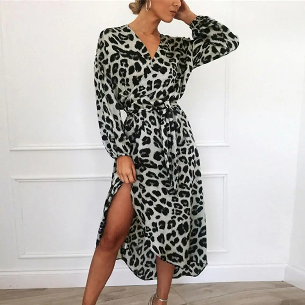 HARPER - Robe décolleté en V avec motif animalier