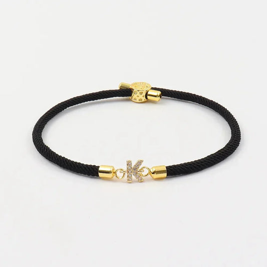 Bracelet unisexe avec corde réglable et lettre initiale - Halimah