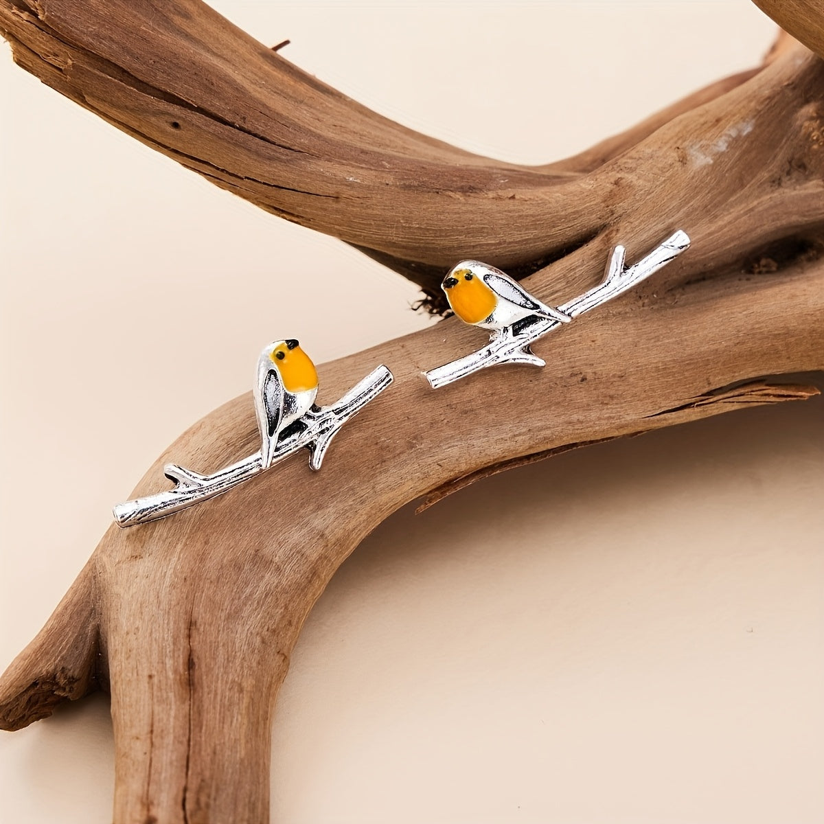 Boucles doreilles Oiseau Dessin Animé Or Fin Collection Édition Limitée